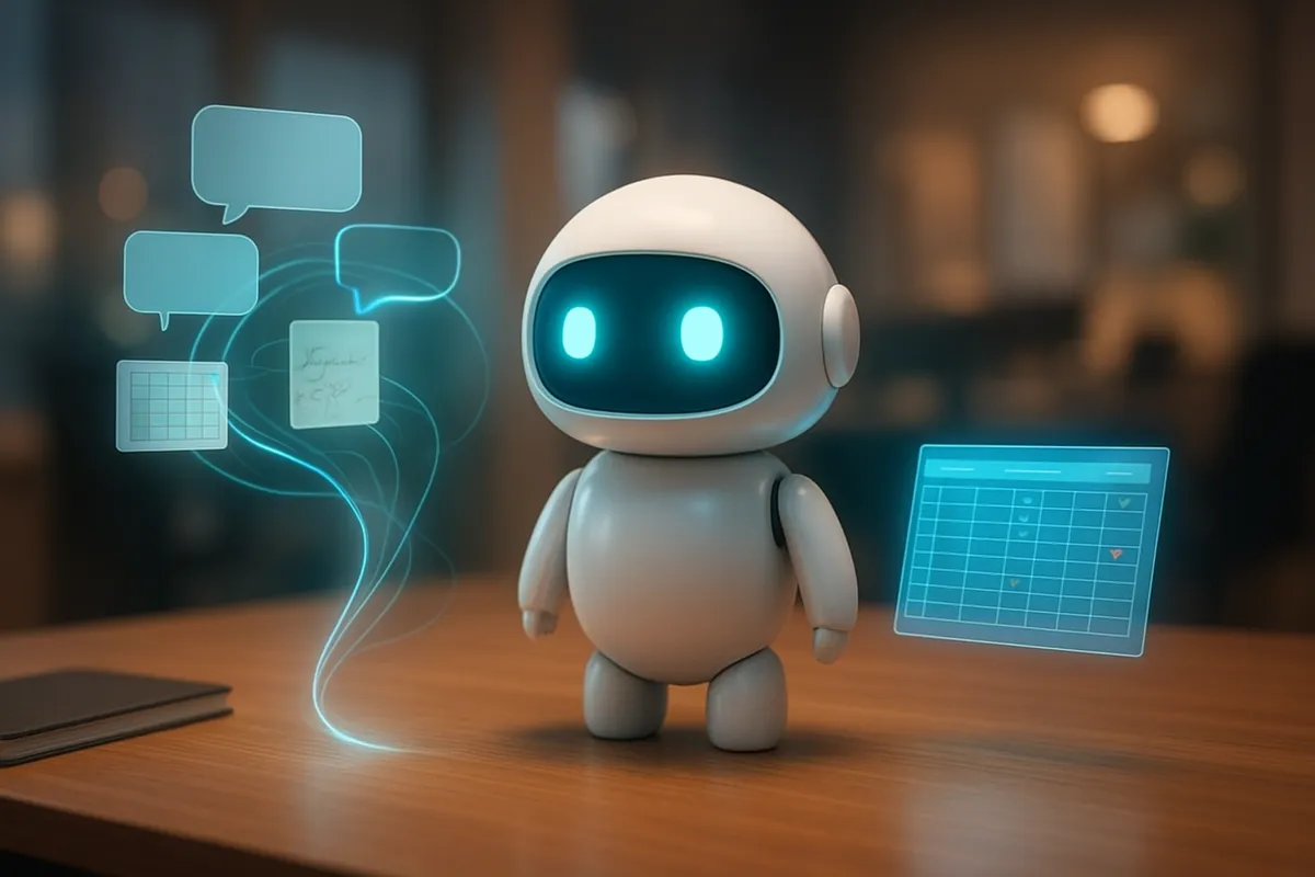AI robot gom các tin nhắn báo cáo rời rạc từ nhiều nhóm Zalo thành một bảng tổng hợp gọn gàng trên màn hình