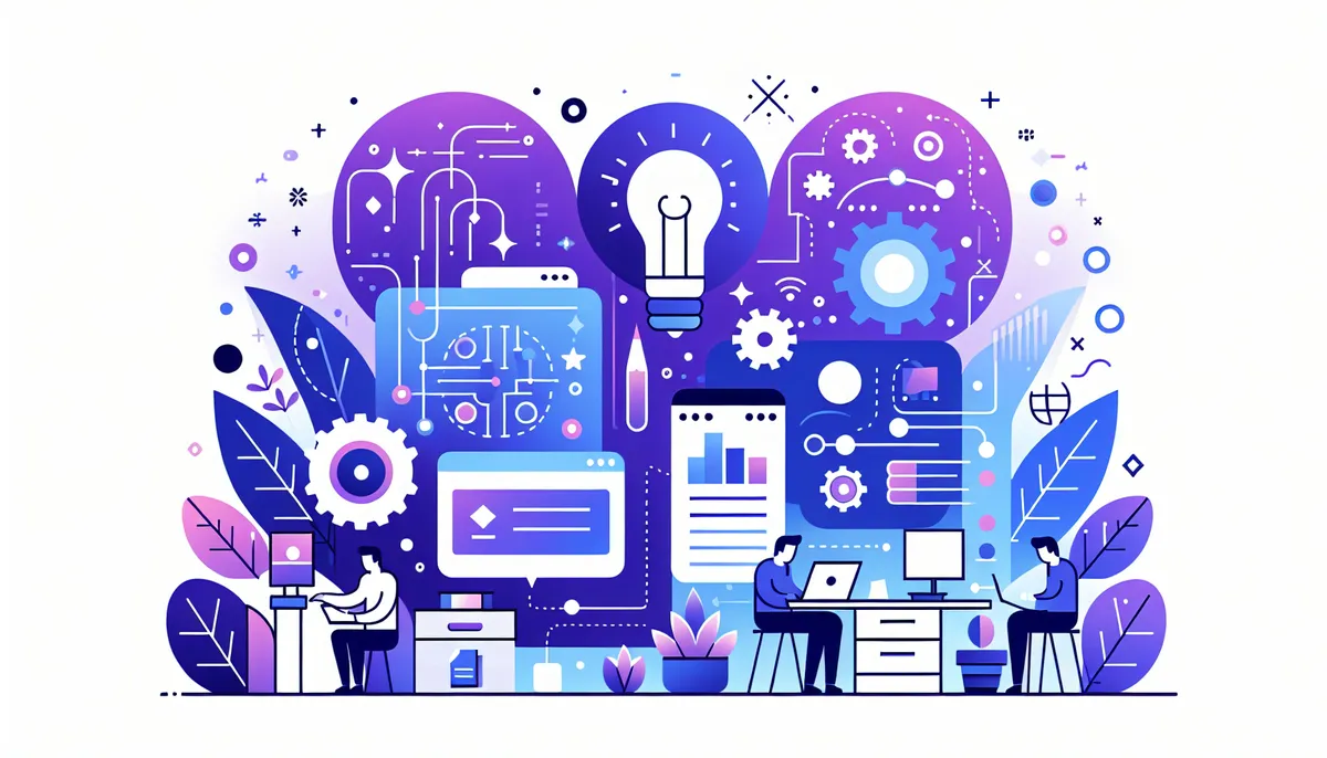 Illustration of a digital workspace showing a Vietnamese business owner managing multiple social media platforms