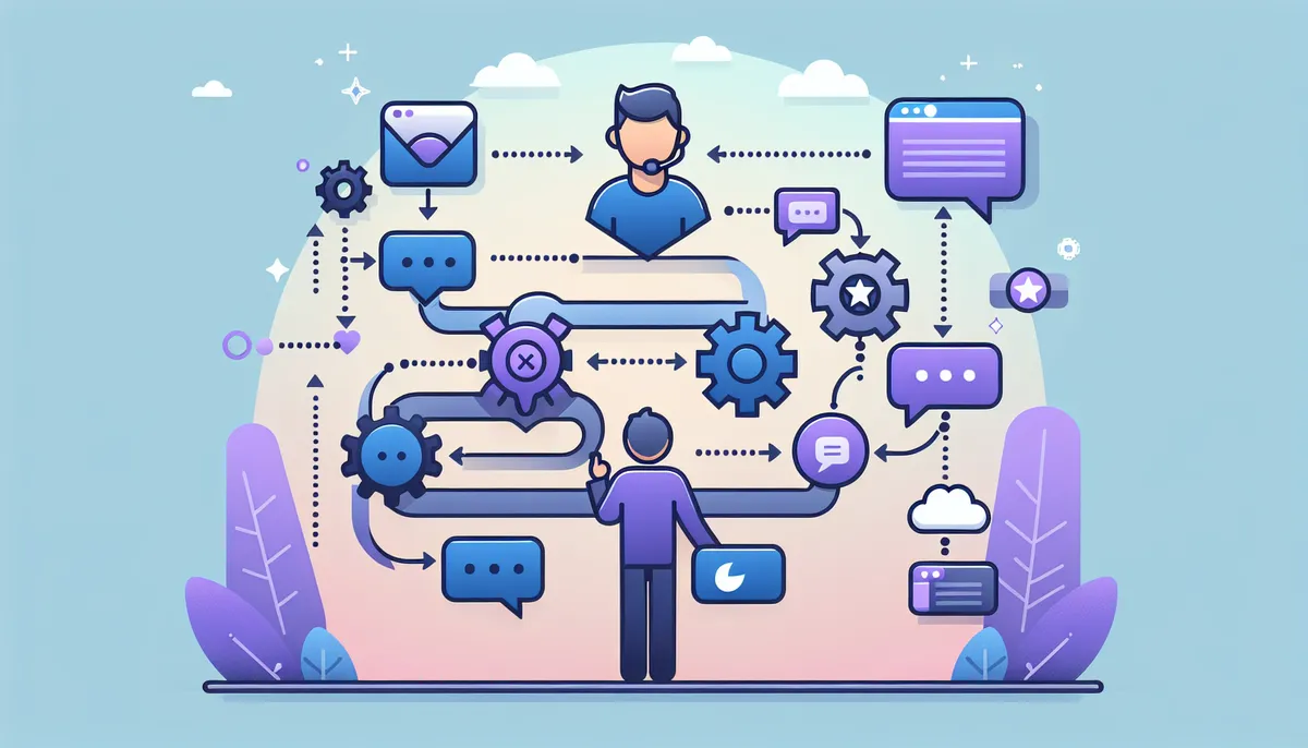 A process flow diagram showing the steps of managing customer conversations using a unified inbox.