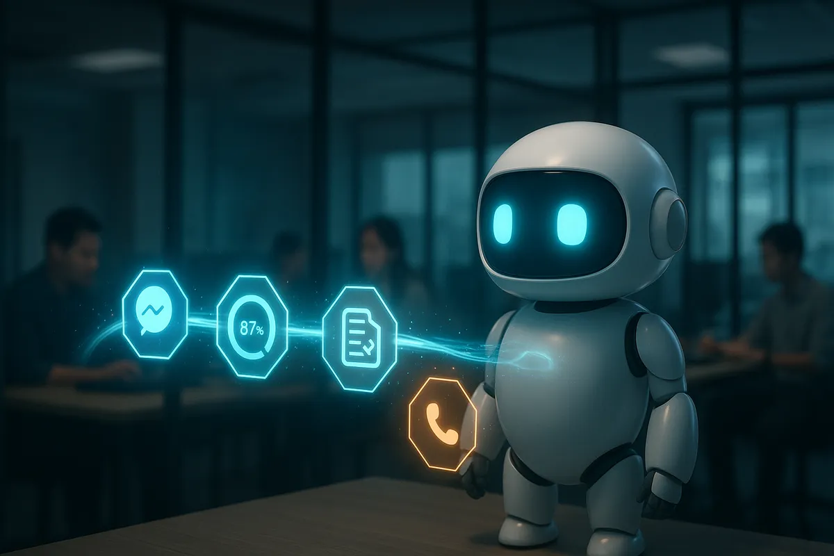 AI robot điều phối chuỗi tự động hóa CRM 5 bước từ lead Facebook đến ZNS follow-up
